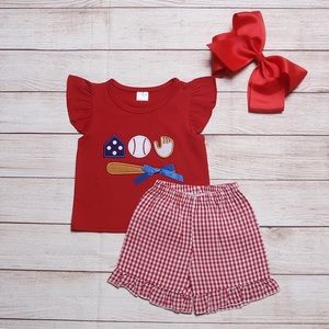 Girls embroidered baseball set